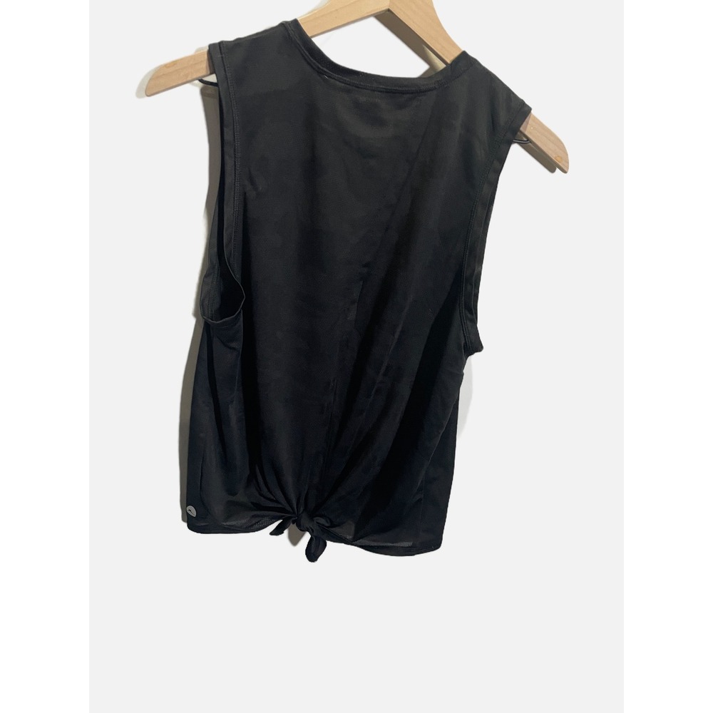 X by Gottex Tank Top Womens Medium Black Camo Mesh Tie Back Activewear Gym Yoga - Picture 4 of 5